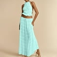 thumbnail image 6 of NMMUED 2 Piece Skirt Sets for Women Maxi Skirt Set Smocked Skirt Set Long Skirt Set Crop Top and Skirt Sets Women, Blue S, 6 of 7