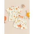 thumbnail image 3 of Suealasg Toddler Girls Clothes 6M 1T 2T 3T 4T 5T Short Sleeve Chicken Cow Flower Print T-Shirt Tops and Shorts Sets 2Pcs Kids Girls Summer Farm Outfits, 3 of 6