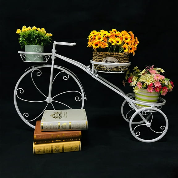 Miumaeov 3-Tier Garden Bicycle Flower Pot Plant Holder Display Rack White