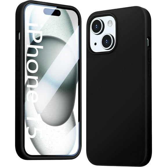 Compatible with iPhone 15 Case, Liquid Silicone Slim Shockproof Protective Phone Case for iPhone 15 6.1 inch[Microfiber Lining]. (Black)