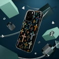 thumbnail image 4 of DistinctInk Hybrid (Acrylic / TPU) Clear Slim Fit Case for Apple iPhone 14 PLUS (6.7" Screen) - "Vibrant Alternating Christian Crosses on Black", 4 of 8