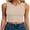 Beige, variant on Womens Crop Tank Tops High Neck Sleeveless Ribbed Knit Slim Fit Shirts 2026 Summer Casual Basic Workout Clothes Indigo Small