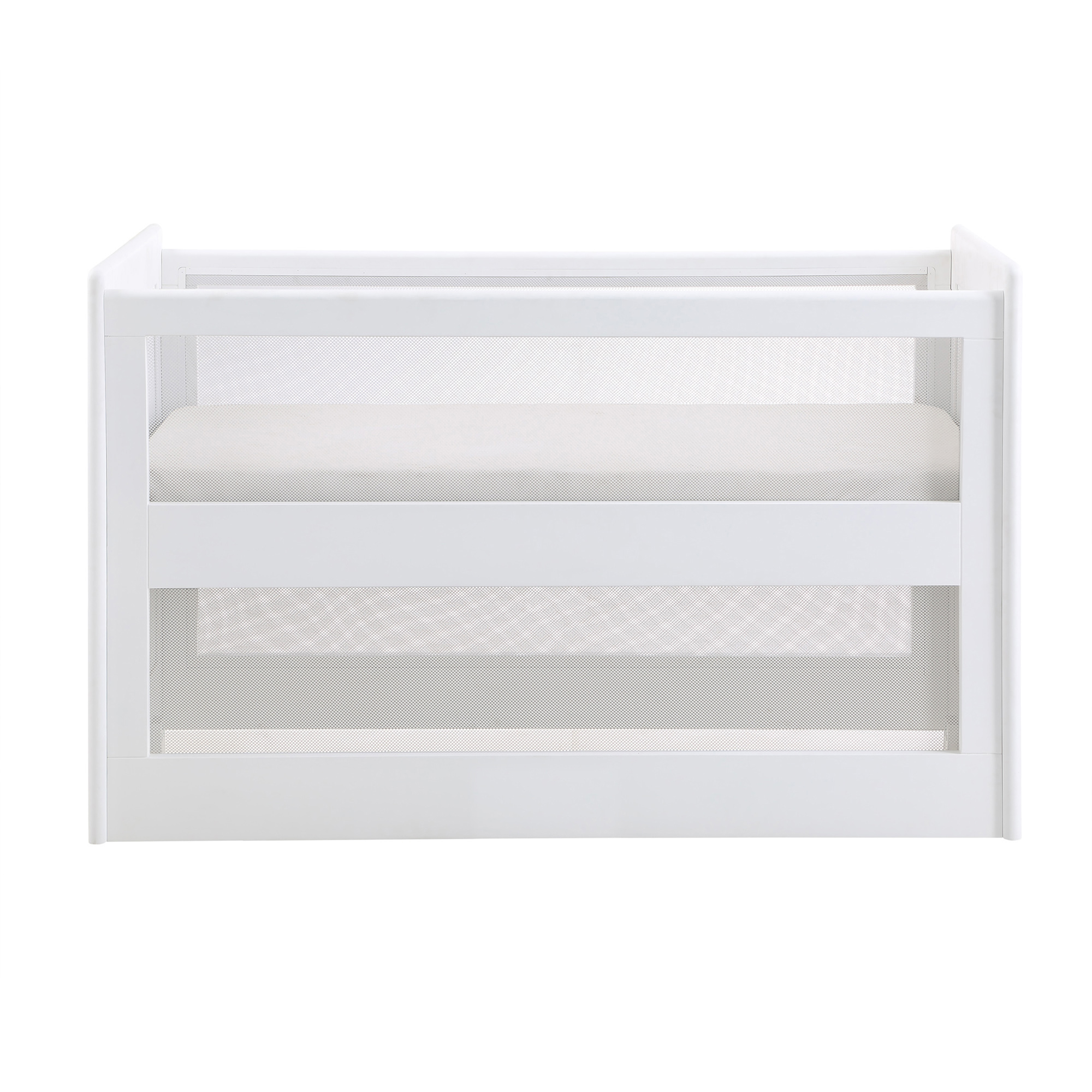 BreathableBaby Breathable Mesh 3-in-1 Convertible Crib, White, Greenguard Gold Certified