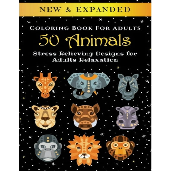 50 Animals - Adult Coloring Book: Stress Relieving Designs for Adults Relaxation (Paperback)