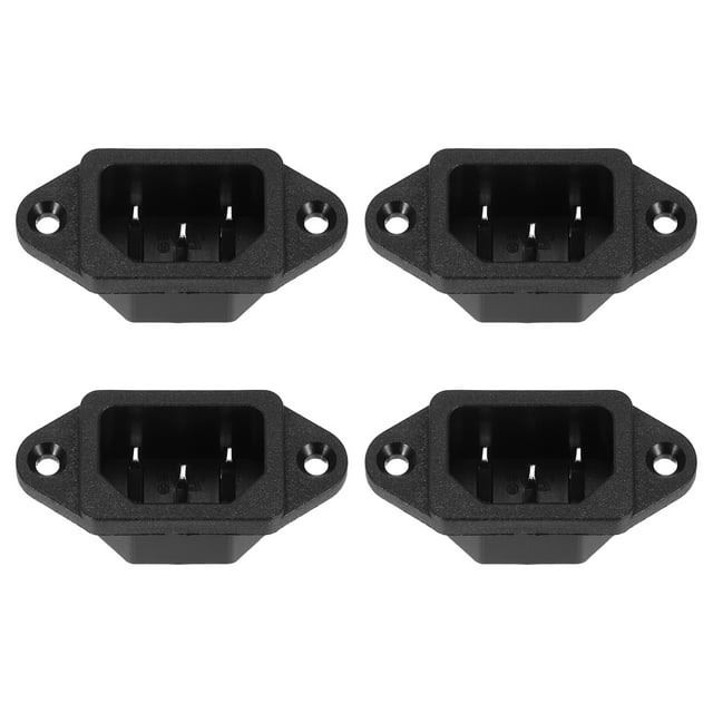 C14 Panel Mount Plug Adapter AC 250V 10A 3 Pins IEC Inlet Module Plug Power Connector Socket with Cover 4Pcs