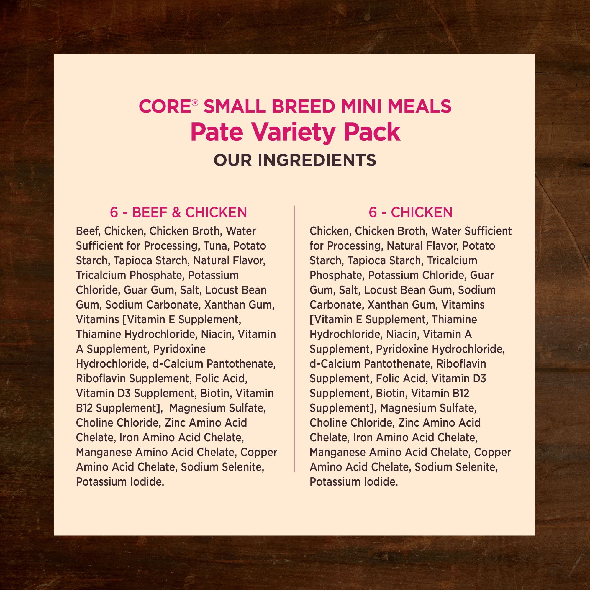 Wellness CORE Small Breed Mini Meals Pate Variety Pack Adult Wet Dog Food, Grain Free, Natural, 3 oz, Pack of 12