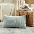 thumbnail image 3 of Fancy Homi 2 Packs Grey Blue Lumbar Decorative Throw Pillow Covers 14x24 inch for Couch Bed Sofa, Rustic Farmhouse Boho Home Decor, Soft Striped Corduroy Rectangle Accent Cushion Case 35x60 cm, 3 of 9