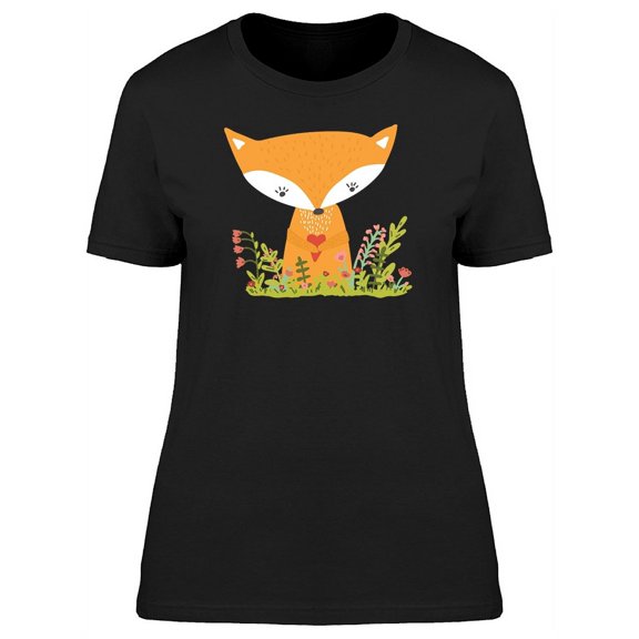 Cute Fox Holding Heart Cartoon Tee Women's -Image by Shutterstock