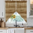 thumbnail image 2 of Retro Brown Wood Grain Swag Valances for Windows 2 Pack Country Rustic Stripe Plank Texture Swag Kitchen Curtains 45 Inches Long Rod Pocket Short Window Treatment for Kitchen Bathroom 36"x45", 2 of 9