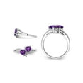 thumbnail image 3 of Gem & Harmony 4/5 Carat (Ctw) Amethyst Double Heart Ring in Sterling Silver for Women, 3 of 4