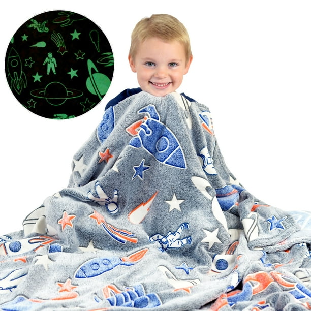 Space Blanket Glow in the Dark Luminous Astronaut Blanket for Kids
