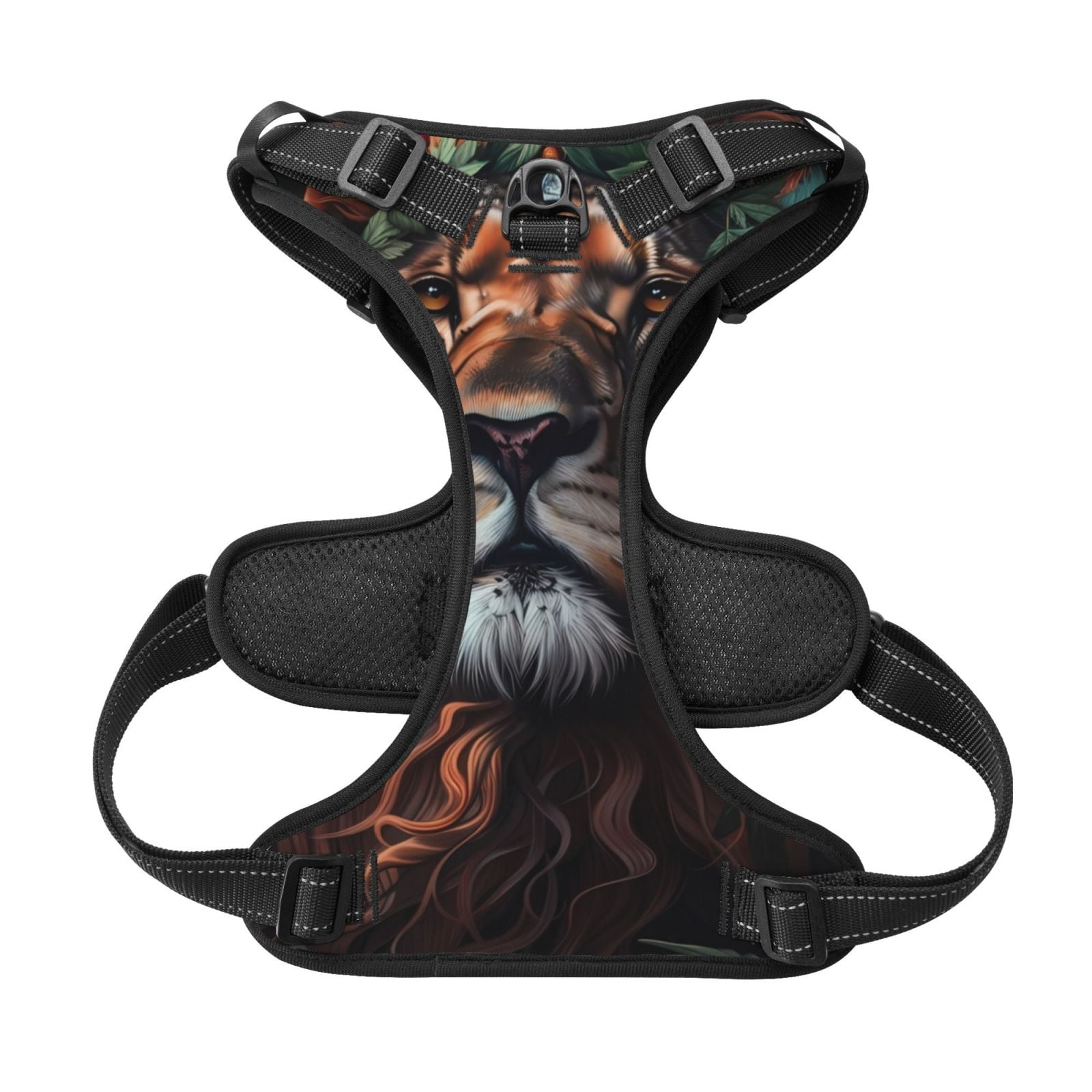 Picia Lion Forest Crown No-Pull Dog Harness Reflective Front Clip Vest with Handle,Step-in Air Dog Harness,Adjustable 2 Metal Rings 4 Buckles,Easy to Put on & Take Off