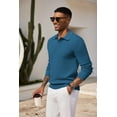 thumbnail image 3 of COOFANDY Mens Knit Polo Shirts Long Sleeve Casual Polo Sweaters Shirt Waffle Textured Collared Sweater, 3 of 7