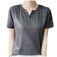 thumbnail image 2 of Inverlee Women's Classic V Neck Shirts Solid Casual Short Sleeve Tops Summer Basic Trendy Blouse, 2 of 5