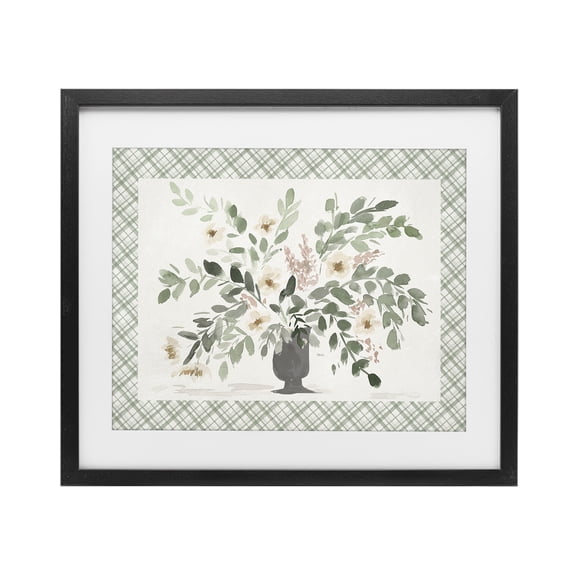Stupell Industries Shabby Chic Springtime Bouquet on Plaid Black Framed Print Under Glass, 16 x 13, by Lucille Price