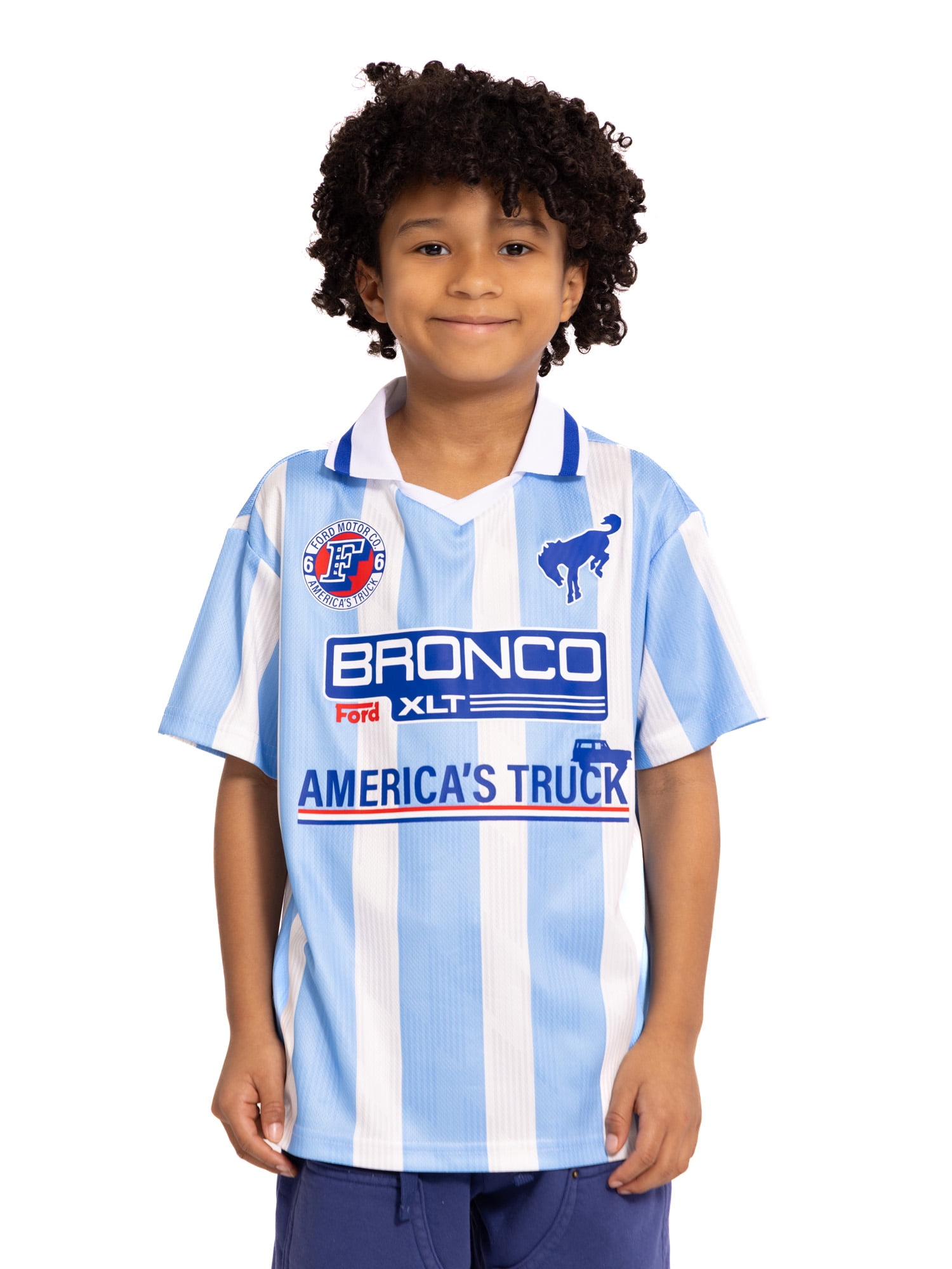 Bronco Boy's Short Sleeve Graphic Collared Jersey, Sizes 4-18