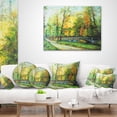 thumbnail image 4 of Designart Bridge in Colorful Forest - Landscape Painting Throw Pillow - 12x20, 4 of 5