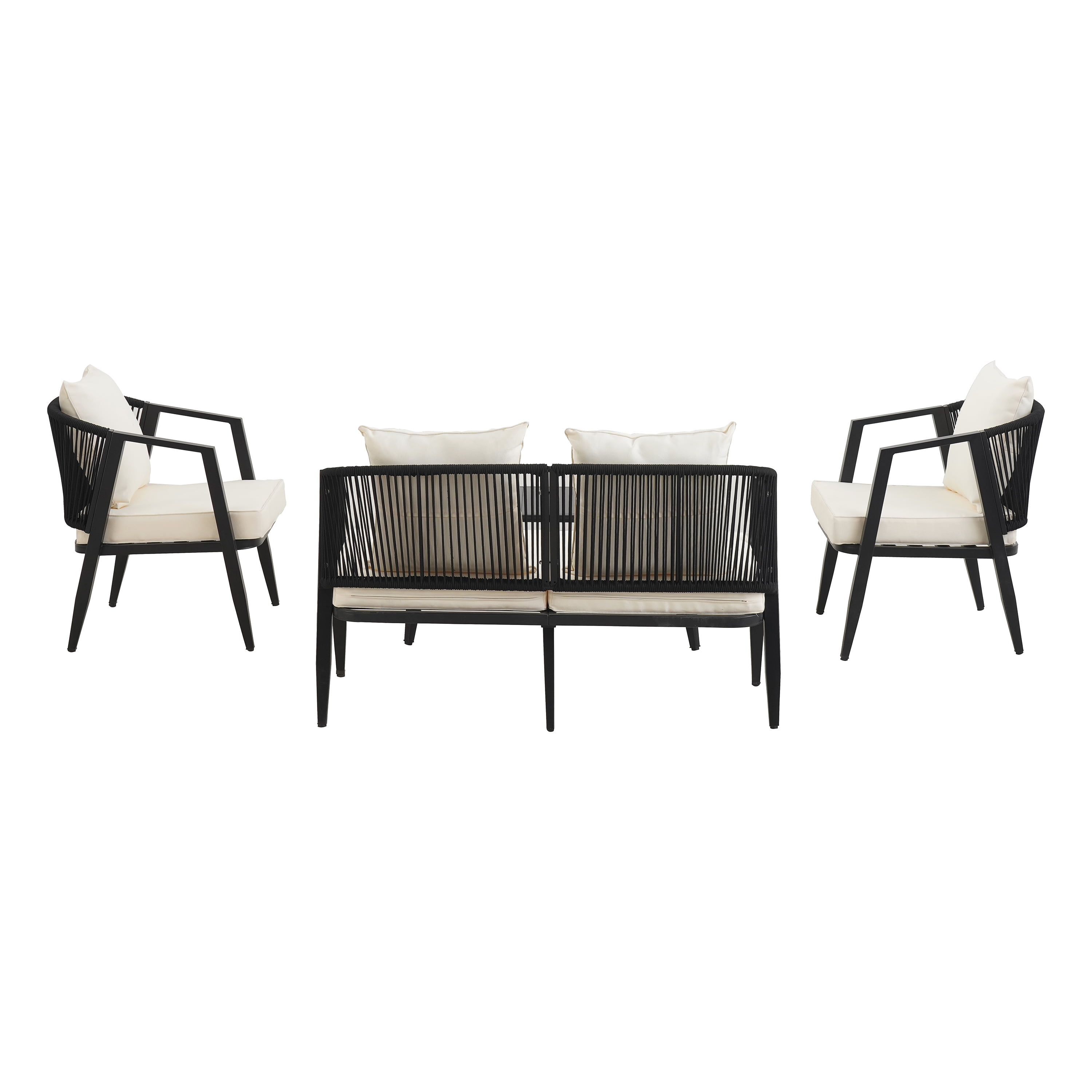 Leumius 4 Pieces Patio Furniture Set,Modern Outdoor Conversation Set for Patios,Lawns,Beige