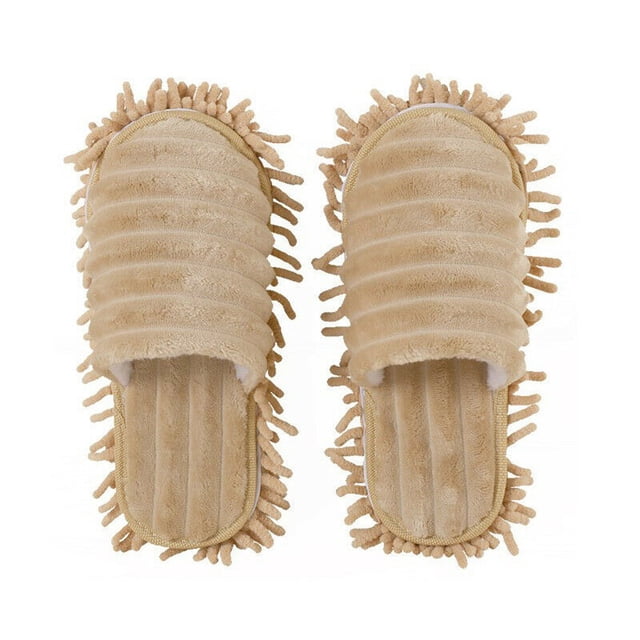 Xihbxyly Artículos por menos de 5 dólares. Pantuflas Lazy Mop para caminar, limpiar, pulir y calentar el suelo, 1 par