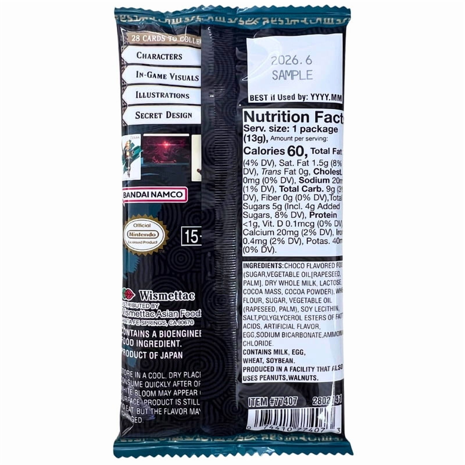 Bandai Namco The Legend of Zelda: Tears of the Kingdom Collectible Card & Wafer Chocolate Flavor, 0.45 oz, 20 pack