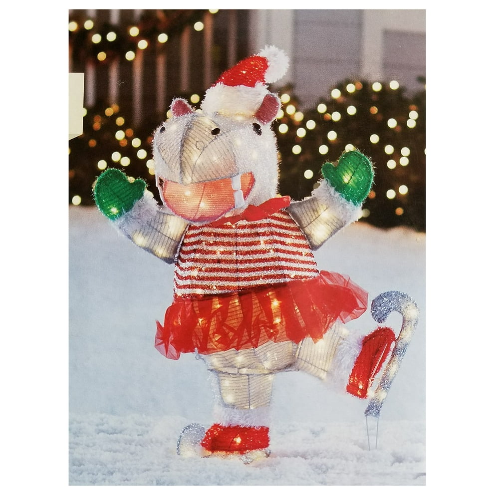 Holiday Living 34inch Lighted Skating Hippo