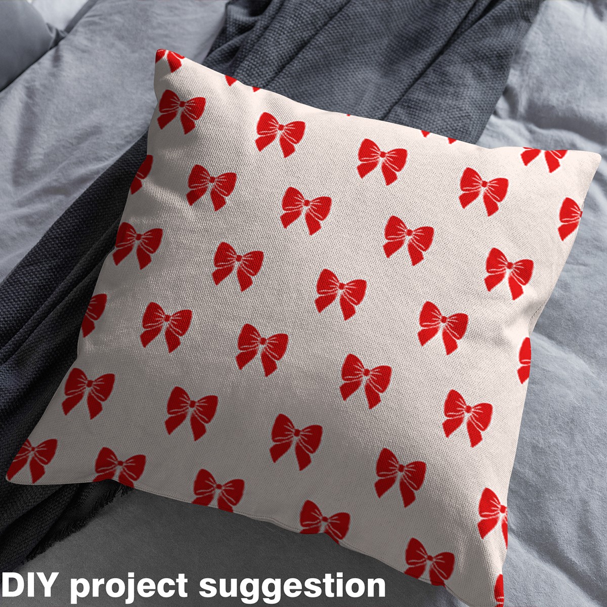 Homewish Kawaii Red Ribbon Fabric by the Yard 1 Yard for Kids, Cute Princess Bowknot Room Decor Fabric by the Yard, Cartoon Bow Theme Sewing Fabric, Luxury Bedroom Decor
