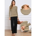 thumbnail image 2 of DARING DIVA Striped Round Neck Fall Winter Pullover Sweater Tops XS Brown, 2 of 6