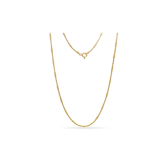Gold Over Sterling Silver Diamond Cut Rope Chain Necklace 16 Inch