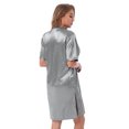 thumbnail image 2 of iEFiEL Womens V Neck Satin Nightgown Short Sleeve Nightdress Sleepwear Grey XL, 2 of 5