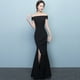 thumbnail image 2 of Vestido de noche elegante para mujer, largo, sexy, negro, ajustado, con cola de pez, para banquete, 2 of 5