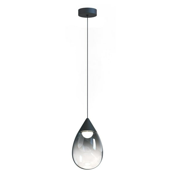 E21562-142BK-ET2 Lighting-Dewdrop - 10W 1 LED Large Pendant-13.75 Inches Tall and 7.75 Inches Wide-Black Finish-Graduating Smoke Glass Color