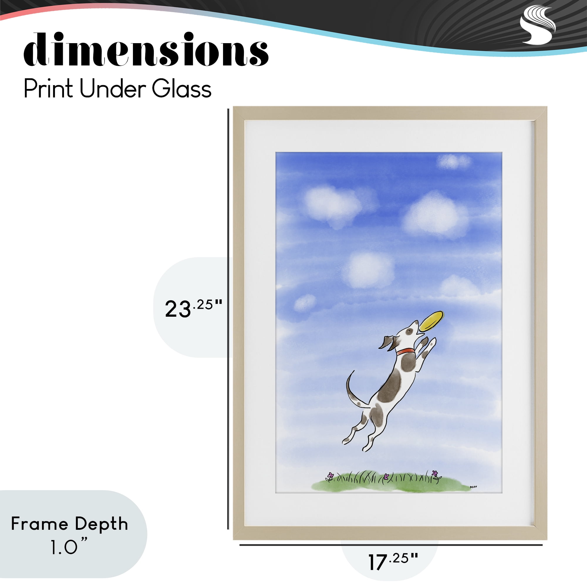Stupell Industries Dog Catching Frisbee Birch Framed Print Under Glass, design by Patti Mann