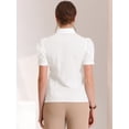 thumbnail image 4 of Camisa abotonada de trabajo con cuello vuelto y manga farol para mujer blanco S, 4 of 5
