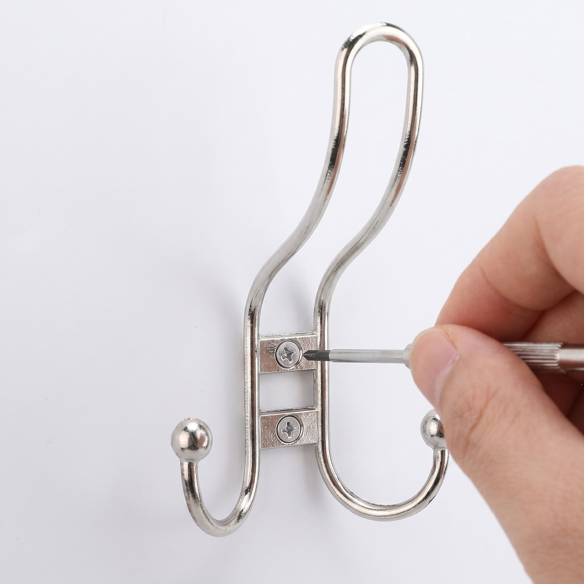 Unique Bargains 8Pcs Utility Metal Durable Multi-Purpose Wall Hooks Silver 5.3x2.8inch