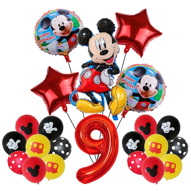 Juego de globos con números de Mickey Mouse y amigos de Disney, 14 Uds., decoración para fiesta de cumpleaños, Baby Shower, suministros de globos, recuerdo para niños