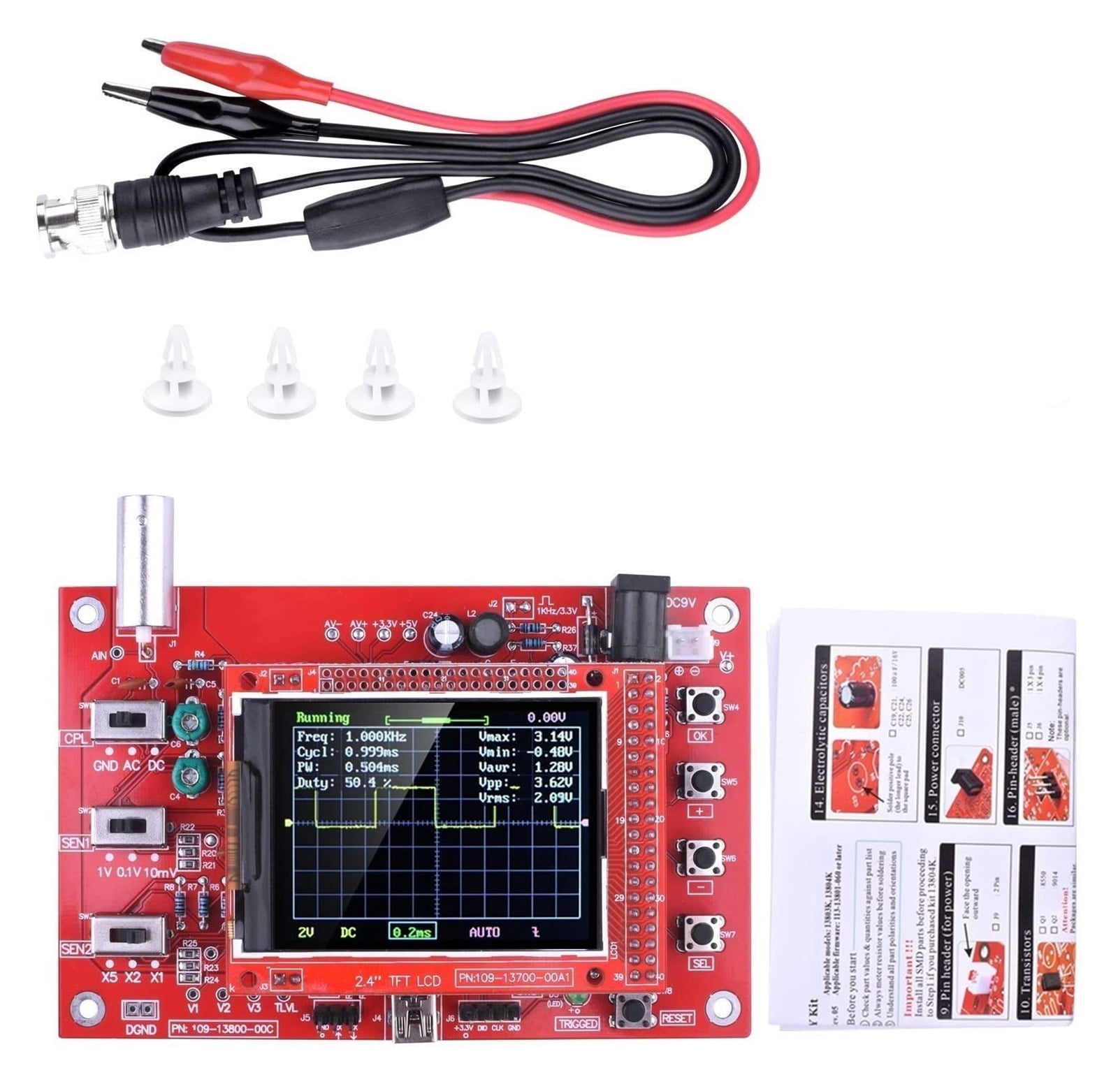 2.4 TFT Pocket Digital Oscilloscope Kit DIY Spare Parts E-Learning Kit 1m/s ,Professional Designed