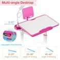 thumbnail image 4 of Yinleader Kids Study Desk and Chair Set Height Adjustable Children School Study Drawing Desk Chair with LED Lamp, Tilt Desktop, Storage Drawer, Book Stand Pink, 4 of 18