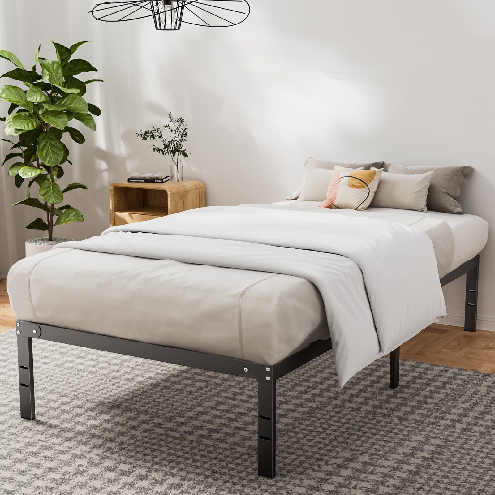 Aidoly Twin Size Bed Frame, Strong Steel Slat Support, 14 Inches High, Underneath Storage, Black
