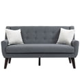 thumbnail image 3 of Uixe Cotton/ Linen Look Fabric Modern Accent Chair Armchair Sets Grey(Chair&Sofa Set) Chair&Sofa Set 3-Piece Polyester, 3 of 5