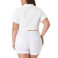 thumbnail image 4 of Agnes Orinda Women's Plus Size Denim Jacket Short Sleeves Button Down Cropped Jean Jackets L White, 4 of 7