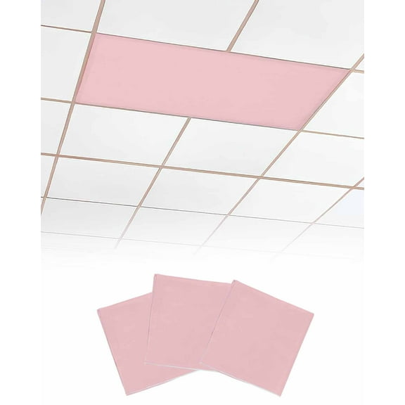 Pink Fluorescent Light Covers for Ceiling Lights 4x2 feet, 3 Pack Magnetic Light Filters for Classroom, Farmhouse Pink Decor Fluorescent Light Shade Panel for Office School Drop Home