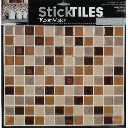 RoomMates Modern BARK MOSAIC StickTILES, 4-pack 10.5" X 10.5"
