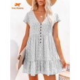 thumbnail image 1 of Women's Dress Spring Summer Commuting Chiffon Buttons Broken Flowers Dresses for Women 2023 V-neck Cheap Casual Women's Dresses2XL Gao Jinjia LED, 1 of 2