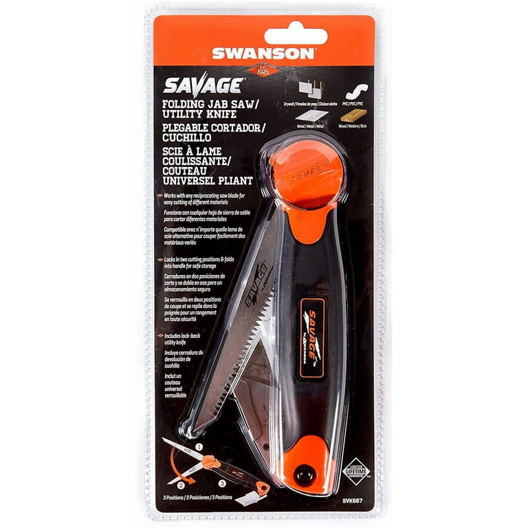 Swanson Tool Savage Steel Folding Jab Saw/Utility Knife with Saw