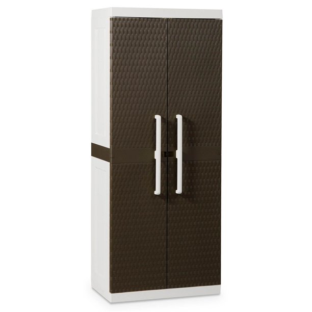Toomax Rattan Medium 2 Door 4 Shelf Indoor Outdoor Storage Cabinet Walmart Com Walmart Com