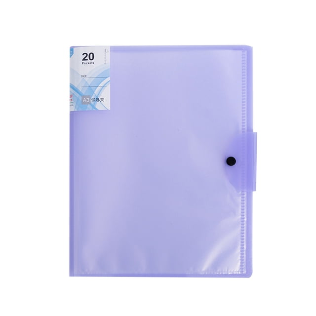 Miangastore 20 Pages Transparent File Folder Examination Paper Storage Clip for A3 Report Display Cover Organizer Binder (Purple)
