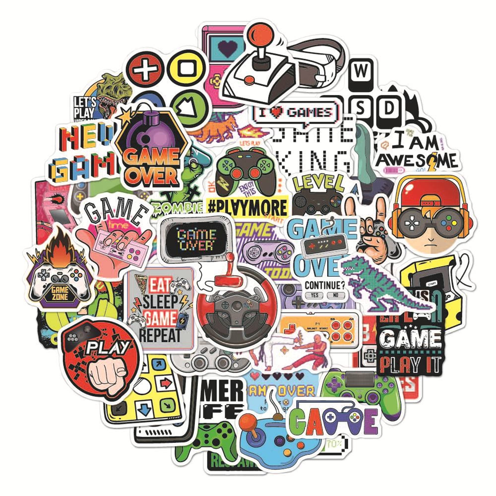 Game Stickers, 50PCs, Gaming Aesthetic Vinyl Waterproof Decals, Game