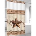 thumbnail image 2 of No Hook Shower Curtain with Snap-in Liner, Farmhouse Texas Star Brown Waterproof Fabric Bathroom Curtains, Berry Vintage Wooden Bath Curtains & Mesh Top Window Narrow 36"x78", 2 of 9