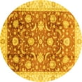 thumbnail image 1 of Ahgly Company Machine Washable Indoor Round Oriental Yellow Traditional Area Rugs, 6' Round, 1 of 4