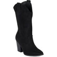 thumbnail image 2 of Polly- Women's Cowboy Mid-Calf Western Slip On Ankle Booties Almond Toe Cowgirl Boots (Black ISU, 8), 2 of 6